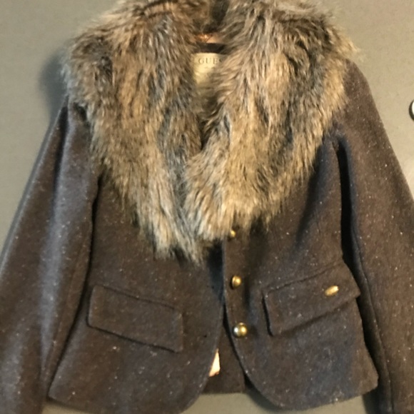 Guess faux fur shawl collar wool coat - Picture 3 of 6